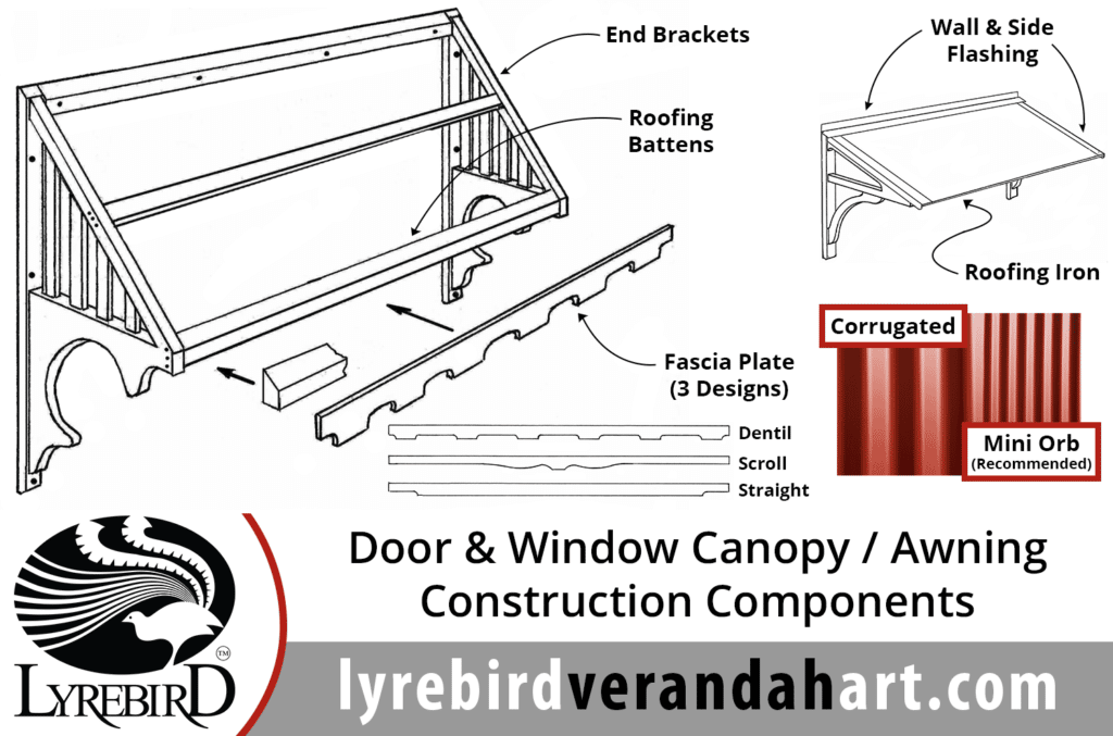 Door & Window Canopy / Window Awning Construction Components