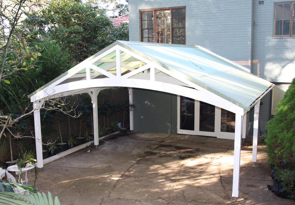 Double Smart-Arch Truss - Curved, Top View - Curved Roof Timber Carport Kits - Lyrebird Enterprises
