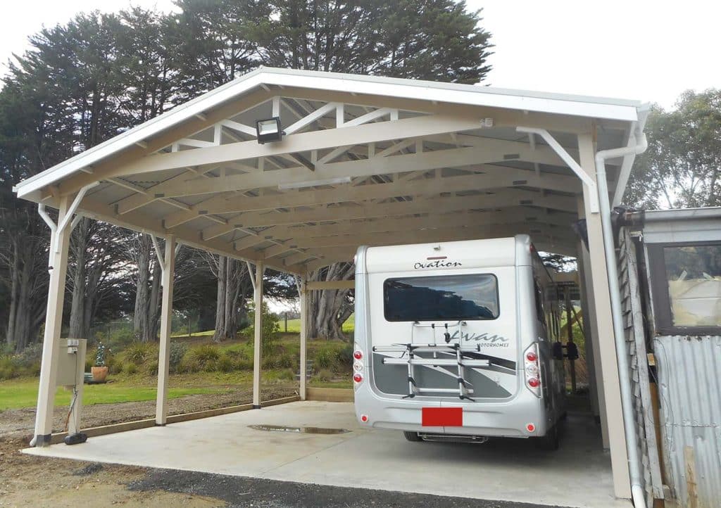 Large Smart-Arch Truss - Straight, Full View - Curved Roof Timber Carport Kits - Lyrebird Enterprises