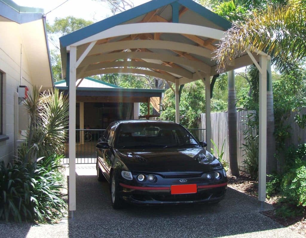 Single Smart-Arch Truss - Curved, Front View - Curved Roof Timber Carport Kits - Lyrebird Enterprises