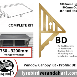 Profile BD - Window Canopy / Window Awning Kits - Lyrebird Enterprises