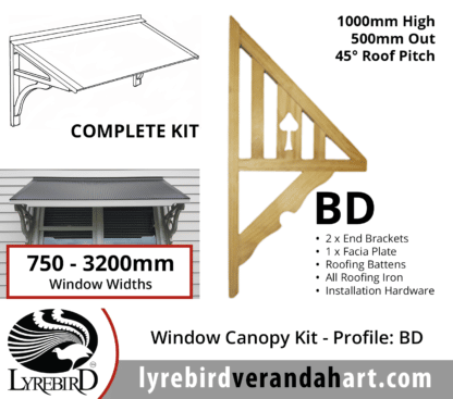 Profile BD - Window Canopy / Window Awning Kits - Lyrebird Enterprises