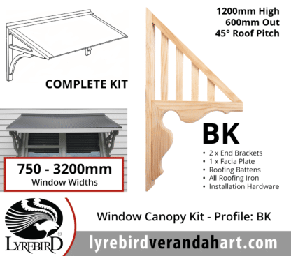 Profile BK - Feature Window Canopy / Window Awning Kits - Lyrebird Enterprises