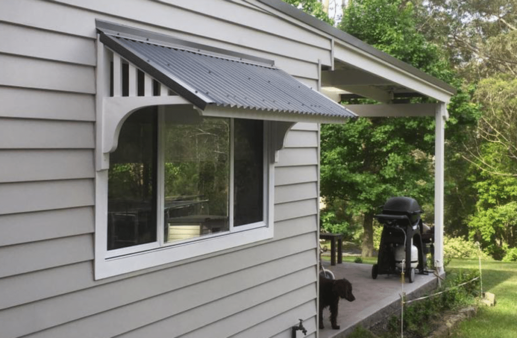 A BF Window Canopy / Window Awning from Lyrebird Enterprises on a Timber Home